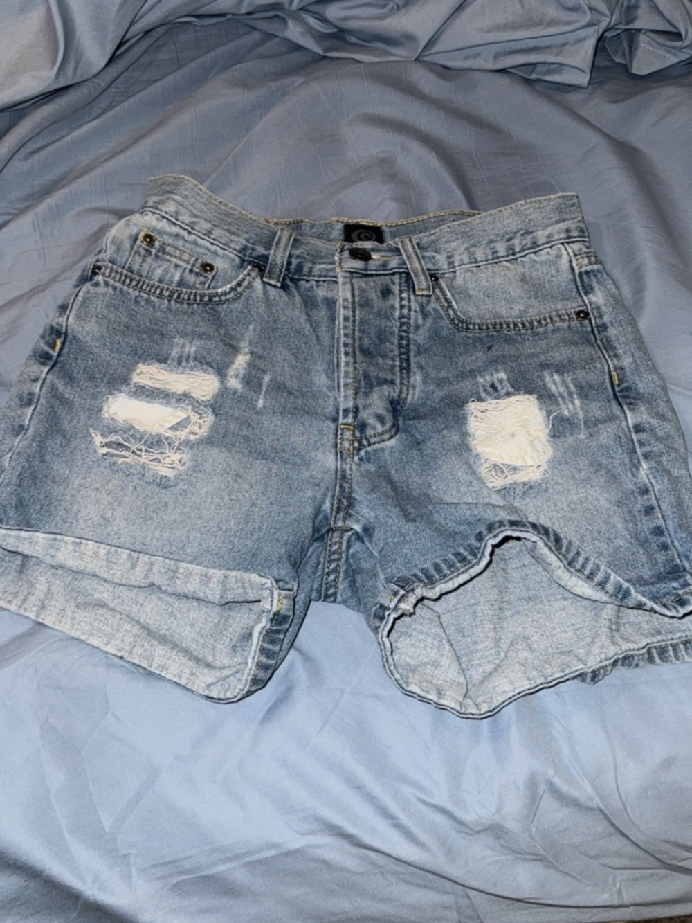 Rip Curl Light Blue Distressed Denim Jean Shorts
